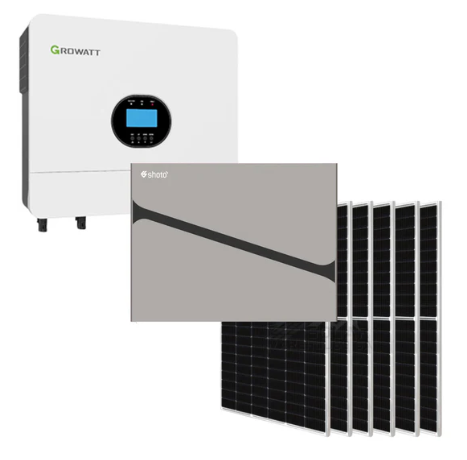 6KW MPPT Growatt Shoto 5.12 Lithium Battery Combo Backup Power Kit 6x Solar 455W Solar Panels Mono