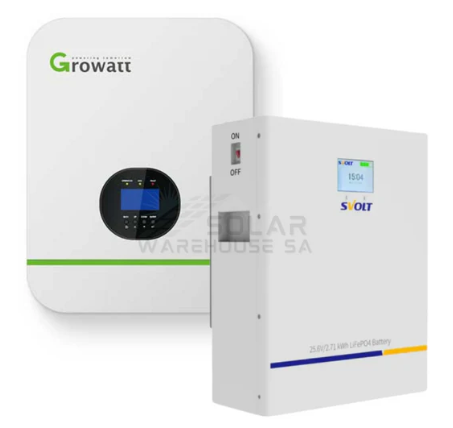 3KVA Growatt 3000 Watt 2.71 KWh Svolt Lithium Battery Combo